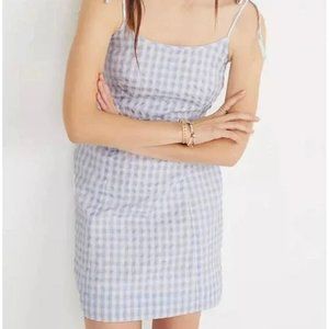 Madewell Coastal Blue and White Gingham Mini Dress, 00